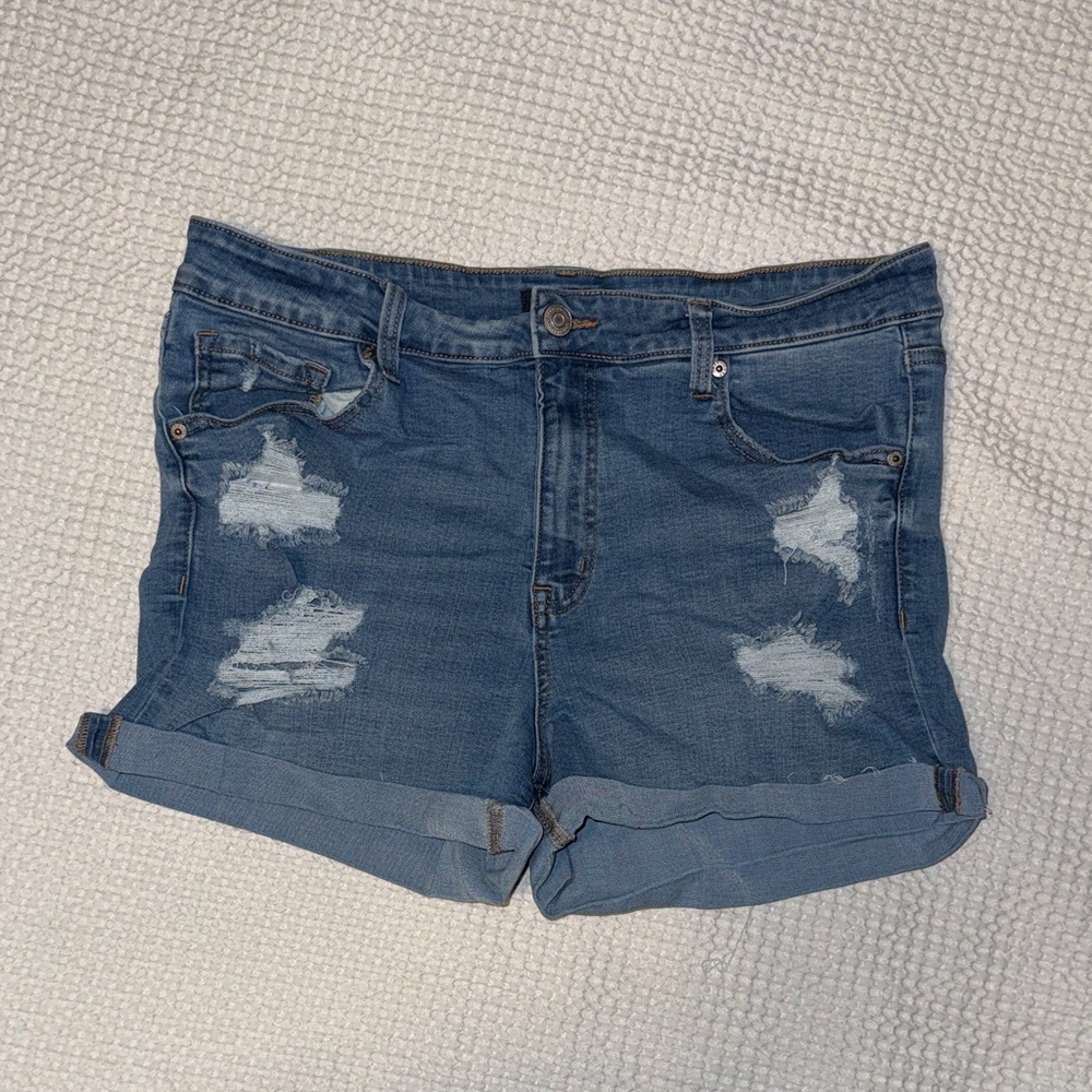 Aeropostale High Rise Midi Denim Shorts